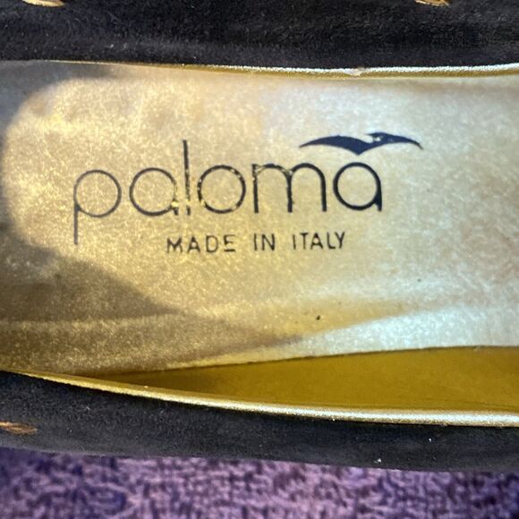 Paloma Women's Italian Made Shoes Black Suede 8B‎ Studs 3” Heals - Picture 10 of 10